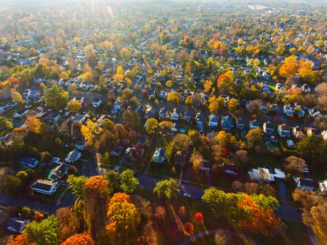 A suburban neighborhood in Auburn, New York