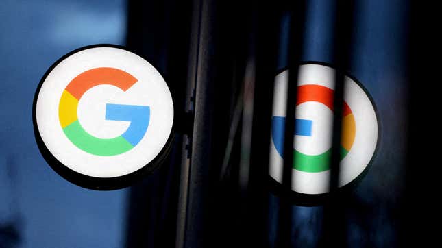 The logo of Google LLC is seen at the Google Store Chelsea in Manhattan, New York City, U.S., November 17, 2021.