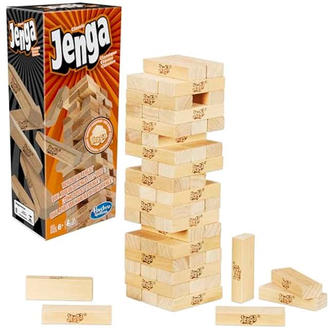 Image for article titled Jenga Game | The Original Wood Block Game with Genuine Hardwood Blocks | Stacking Tower Game | Ages 6+ | 1 or More Players | Party Games for Kids | Family Games, Now 34% Off