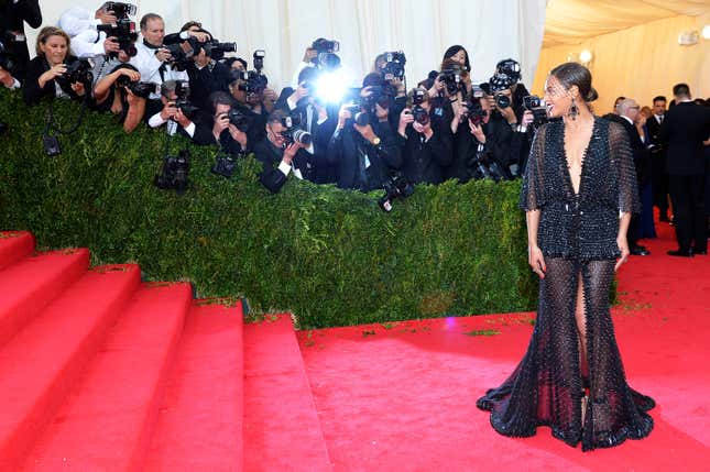 NEW YORK, NY - MAY 05: Beyonce attends the "Charles James: Beyond Fashion" Costume Institute Gala at the Metropolitan Museum of Art on May 5, 2014 in New York City. (Photo by Mike Coppola/Getty Images)