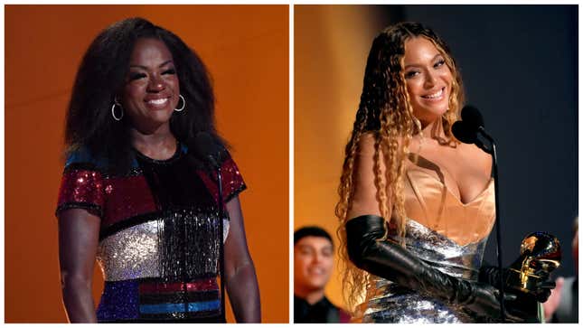 Viola Davis, left; Beyoncé.