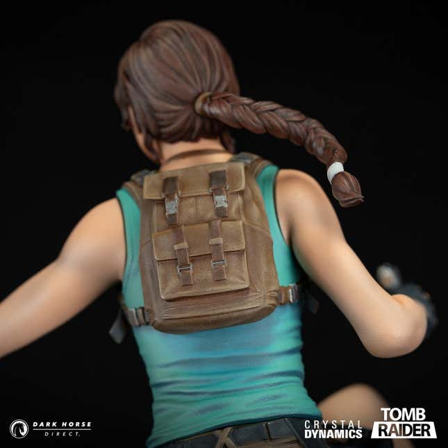 A close-up of Lara's backpack.