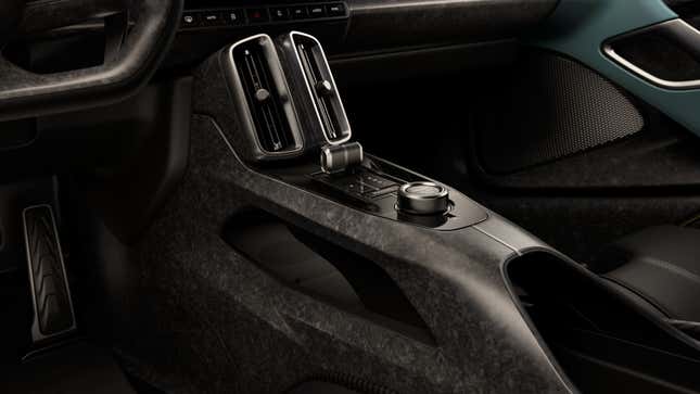 Center console of a green Aston Martin Valhalla