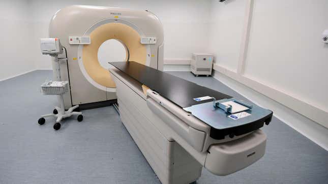 A computed tomography, or CT, machine at a field hospital in Milan, Italy