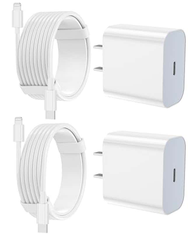 Image for article titled iPhone Charger Fast Charging 2 Pack Type C Wall Charger Block with 2 Pack [6FT&amp;10FT] Long USB C to Lightning Cable for iPhone 14/13/12/12 Pro Max/11/Xs Max/XR/X, Now 41% Off