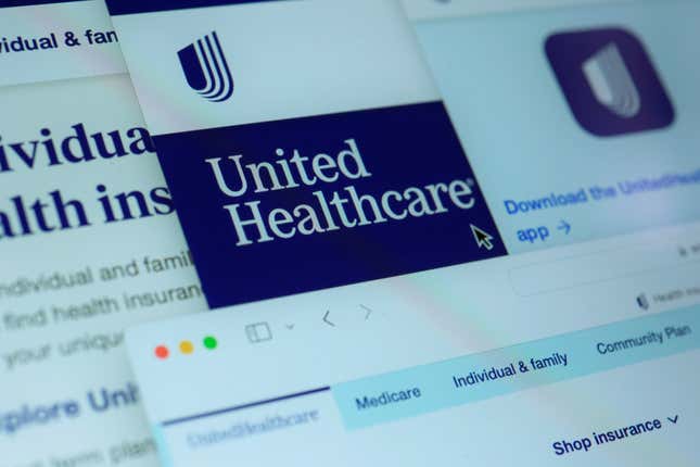 FILE - Pages from the United Healthcare website are displayed on a computer screen, Feb. 29, 2024, in New York. UnitedHealth Group trounced first-quarter expectations even as costs from a cyberattack to its Change Healthcare business ate into its performance. The health care giant also Tuesday, April 16, that care patterns in the year’s first quarter met its expectations after soaring medical costs at the end of last year surprised Wall Street. (AP Photo/Patrick Sison, File)