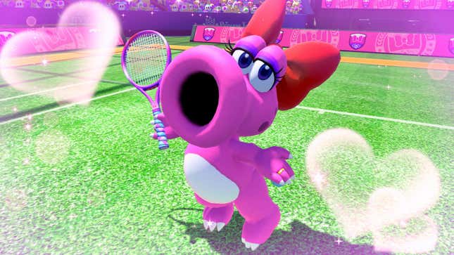 Birdo tient une raquette de tennis 