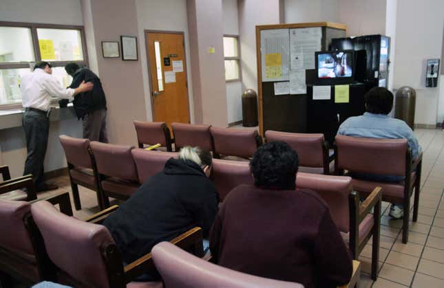 Patients wait in a mental health facility waiting room