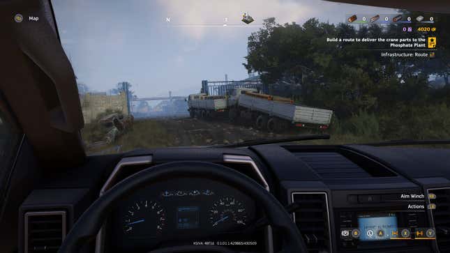 Construction vehicles delivering materials in RoadCraft.