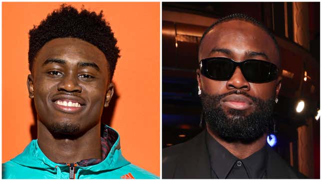 Jaylen Brown en 2014 ; Jaylen Brown en 2024.