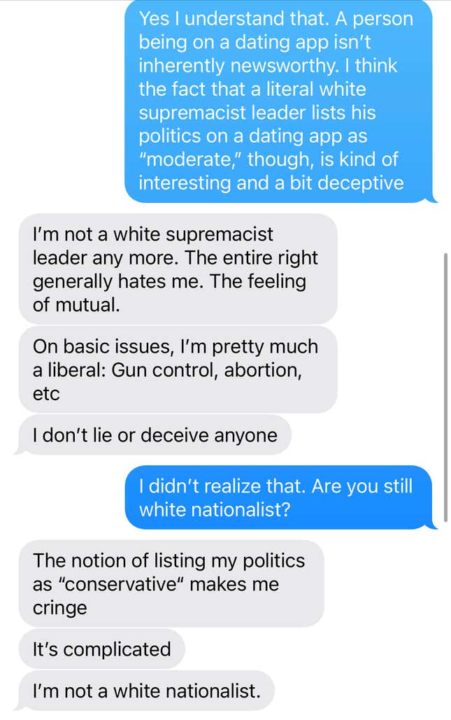 Image for article titled Richard Spencer Listed Himself on Bumble as Politically 'Moderate'