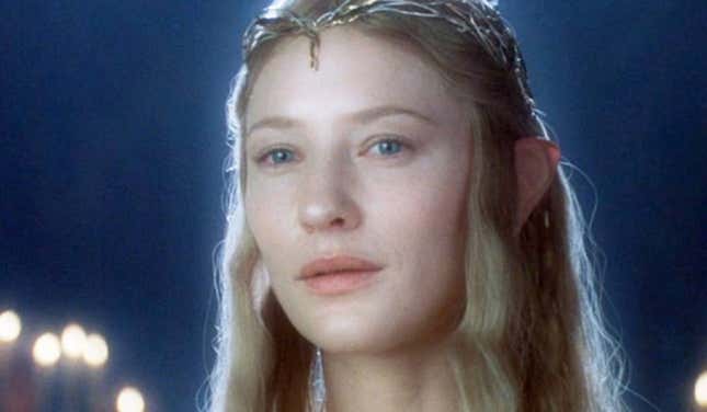 Cate Blanchett looks for a ham and cheese on the set of Lord of the Rings. 