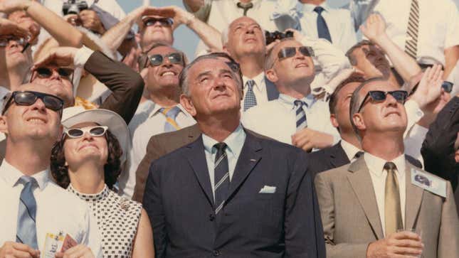 Former President Lyndon B. Johnson at the Apollo 11 launch