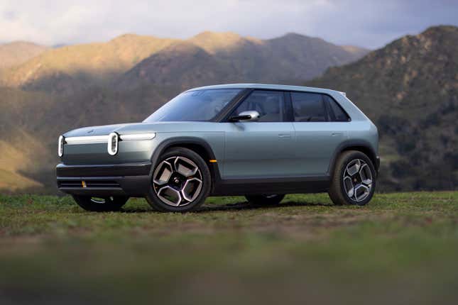 Image for article titled Compact Rivian R3 EV Makes Surprise Debut With Awesome Hot Hatch Styling And Opening Rear Glass