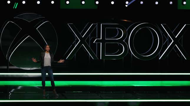 Xbox president Sarah Bond speaks during the company's E3 2019 presentation in Los Angeles, California.