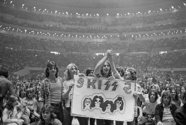 A group of KISS fans before the live recording of Alive! in 1975