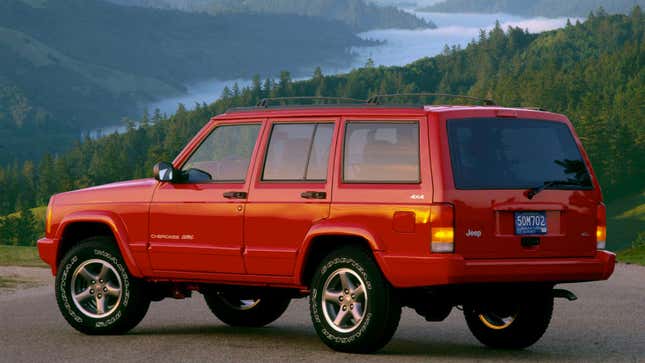 A red Jeep XJ