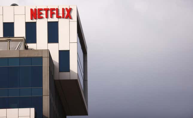  The Netflix logo is displayed at Netflix’s Los Angeles headquarters on October 07, 2021 in Los Angeles, California. 