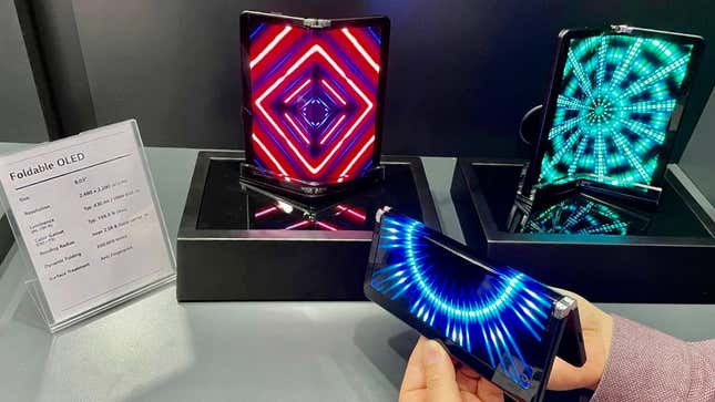Image for article titled LG&#39;s New Extra Flexible 8-Inch OLED Screen Can Be Folded Both Inward and Outward