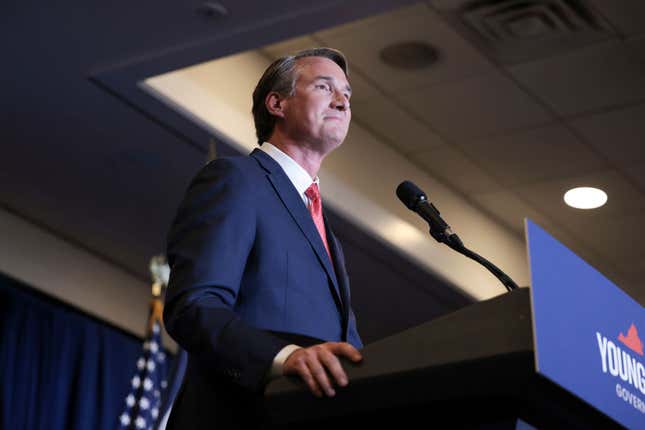 Virginia Republican gubernatorial candidate Glenn Youngkin speaks during an election-night rally at the Westfields Marriott Washington Dulles on November 02, 2021, in Chantilly, Virginia. 