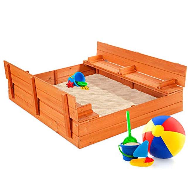 Image for article titled Best Choice Products 47x47in Kids Large Wooden Sandbox for Backyard, Now 23% Off