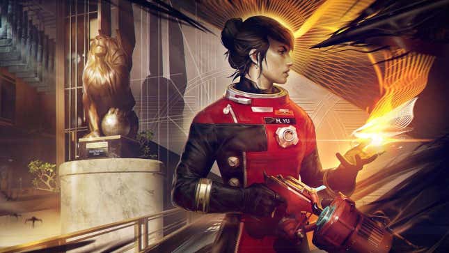 Prey's protagonist stands in a space suit. 