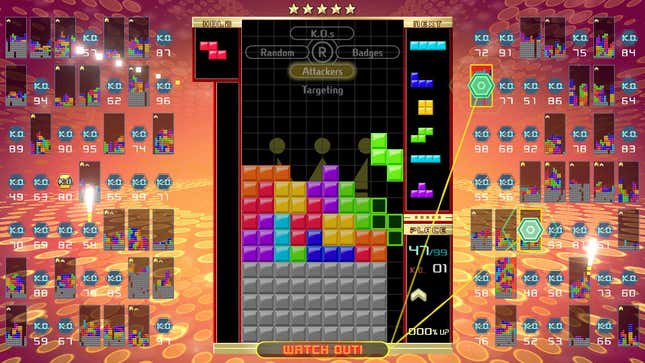 Tetris players battle in Tetris 99.