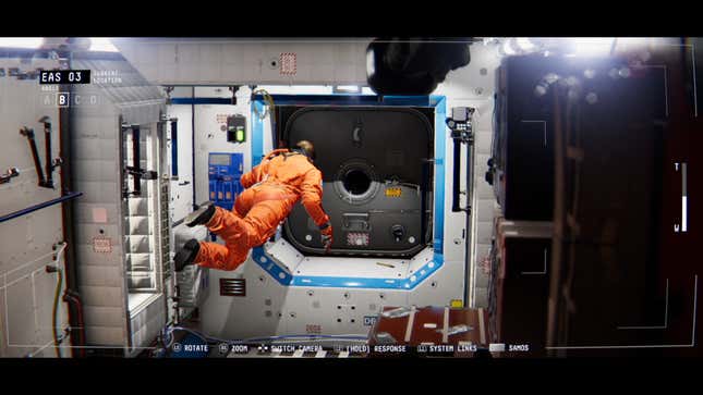 An astronaut floats toward an airlock in Observation.