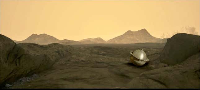 An illustration of NASA's DAVINCI Venus probe