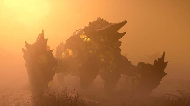 A screenshot of the Spore Charger in its own fog in Helldivers 2. 