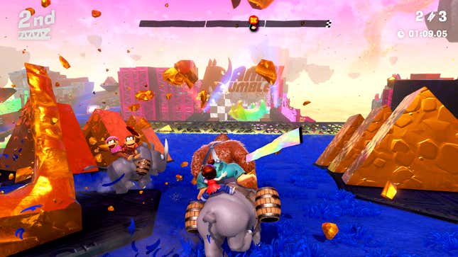 A screenshot of Donkey Kong Banaza shows off the game. 