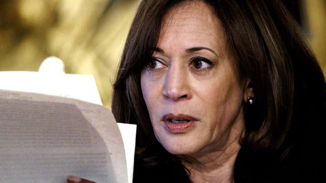 Image for article titled Kamala Harris Discovers Classified Document Revealing She’s Android Created By DNC