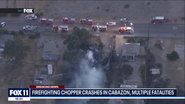 An aerial view of the helicopter crash site in Riverside County