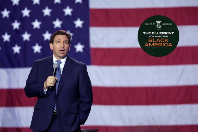 Florida Gov. Ron DeSantis speaks to Iowa voters on March 10, 2023, in Des Moines, Iowa.