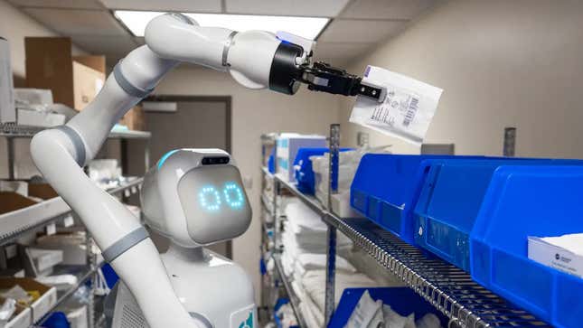 A Moxie robot assists in a healthcare setting