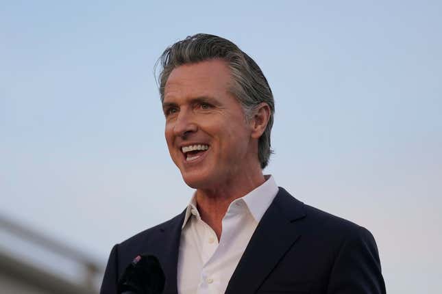 FILE - California Gov. Gavin Newsom speaks during a Clean California event in San Francisco, Thursday, Nov. 9, 2023. California becomes one of the first states to provide free health care to all low-income adults regardless of their immigration status starting Monday. (AP Photo/Jeff Chiu, File)