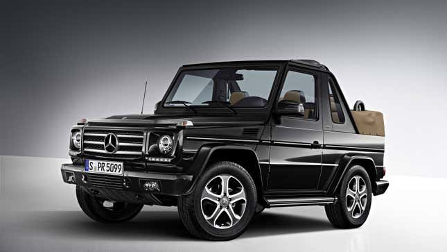 A photo of a black G Wagen cabriolet 