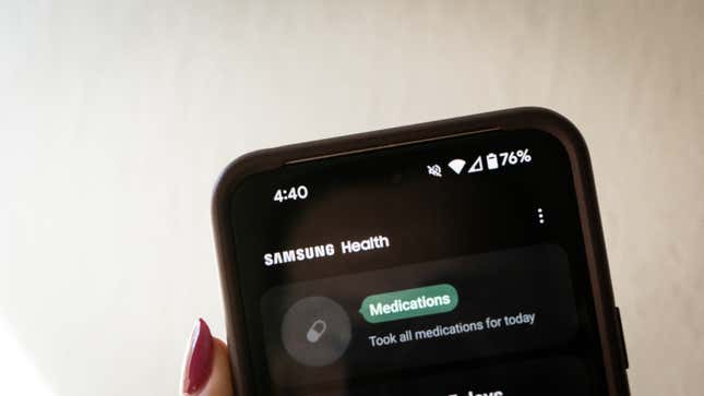 Una foto de la sección de medicamentos de Samsung Health 