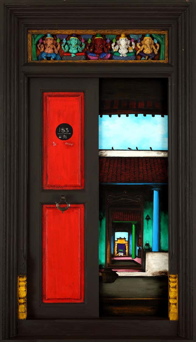 Santhanakrishnan-door-painting-India