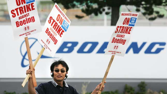 A Boeing machinist on strike in 2008