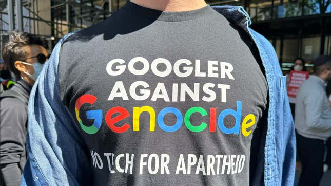 T-shirts worn by Google employees who participated in Tuesday’s sit-in protest.