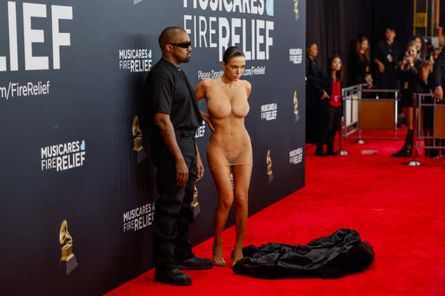 Kanye West and Bianca Censori at the 67th Grammys Awards held at the Crypto.com Arena in Los Angeles, CA Sunday, Feb. 2, 2025.