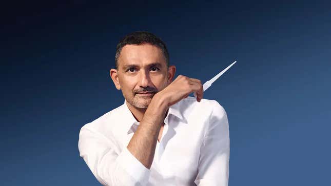 Perfumer Francis Kurkdjian with AF001, which he developed for Air France.