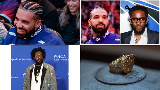 Image for article titled Kendrick Lamar&#39;s Beef Reveals How Much Hip-Hop Despises Drake, Story of Tupac&#39;s Crown Ring, How Drake Can Redeem Himself and More Kendrick-Drake News