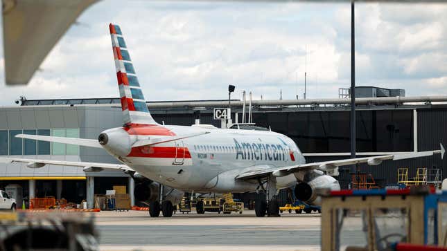 An American Airlines Airbus A319 airplane at Baltimore-Washington Airport (BWI) in Baltimore, Maryland, US, on Friday, April 12, on Sunday, April 7, 2024. American Airlines Group Inc. is expected to release earnings figures on April 25.