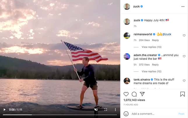 Image for article titled Mark Zuckerberg Had a Totally Normal Fourth of July