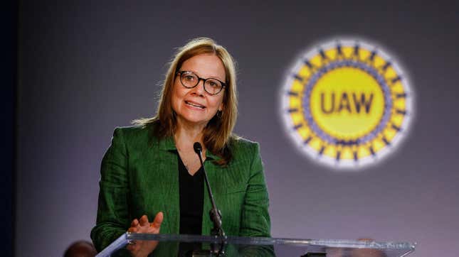 General Motors Chairman and CEO Mary Barra speaks at the opening the 2019 GM-UAW contract talks on July 16, 2019 in Detroit, Michigan.