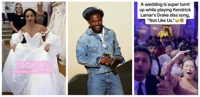 Image for article titled Electric Slide? Now Kendrick Lamar&#39;s Super Bowl Two Step Has Taken Over Wedding Parties