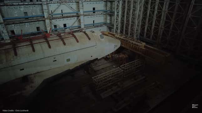 A screenshot showing an abandoned Russian space shuttle. 