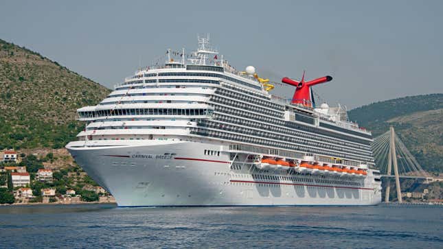 In this handout provided by Carnival Cruise Lines, The new Carnival Breeze departs on June 21, 2012 in Dubrovnik, Croatia.